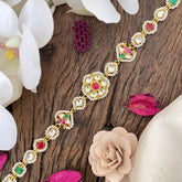 Vriksham Exquisite Floral Red Green & White Kundan Jadau Sheeshphool-J2804